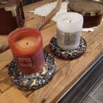 la maison de nous, plan de travail de cuisine en terrazzo, travail artisanal, gravier de marbre, plateau de table, sol, béton décoratif, dessous de verre, repose bougie