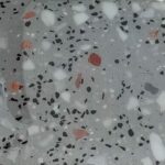 la maison de nous, plan de travail de cuisine en terrazzo, travail artisanal, gravier de marbre, plateau de table, sol, béton décoratif