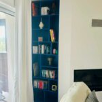 la maison de nous; meuble sur mesures, placard sur mesures, aménagement intérieur, menuiserie, placard bibliothèque bleu outre mer